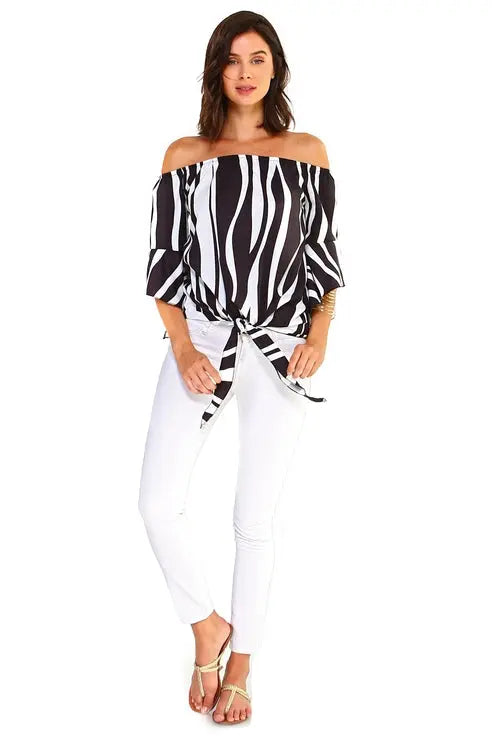 Women's Strapless Striped Bandage Blouse My Store