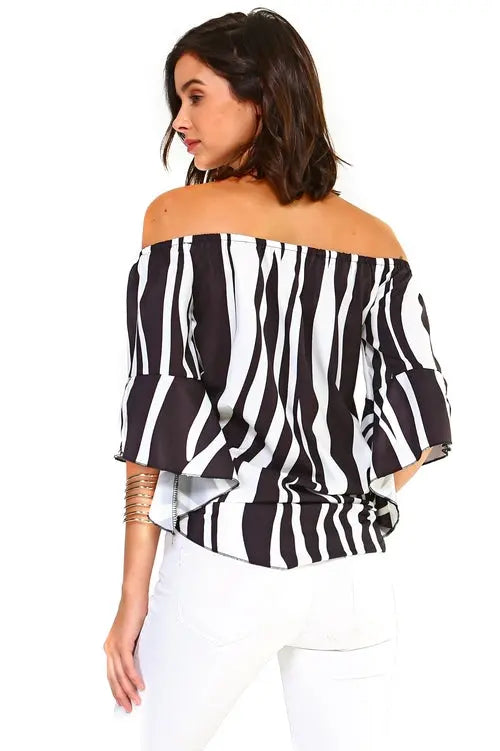 Women's Strapless Striped Bandage Blouse My Store