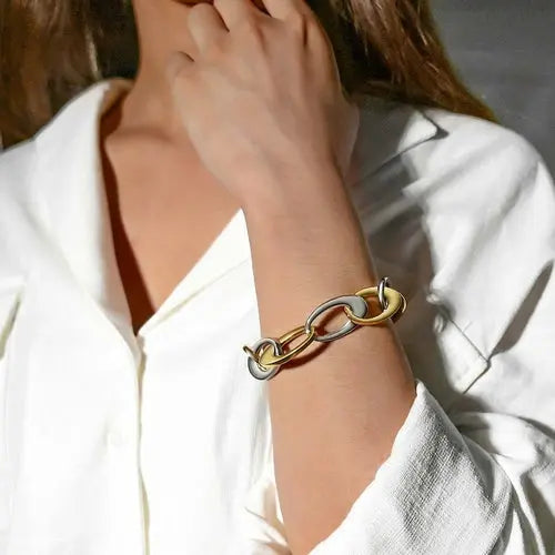 TWO TONE OVAL LINK BRACELET My Store