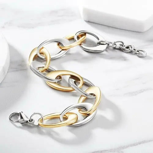TWO TONE OVAL LINK BRACELET My Store