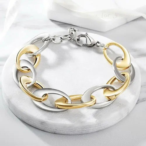 TWO TONE OVAL LINK BRACELET My Store