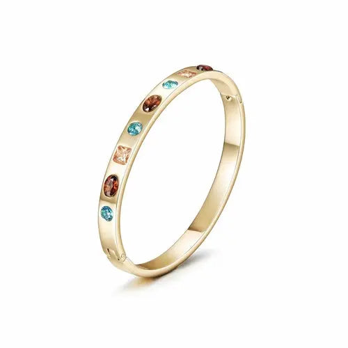 MULTI-STONE HINGE BANGLE Gold My Store