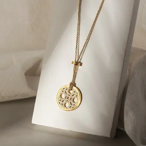 CZ Clover Medallion Necklace    My Store