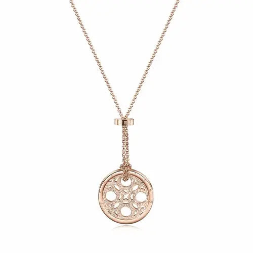 CZ Clover Medallion Necklace Rose Gold My Store
