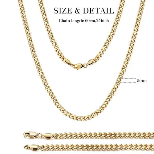 5mm Gold Hip Hop Cuban Chain Necklace My Store