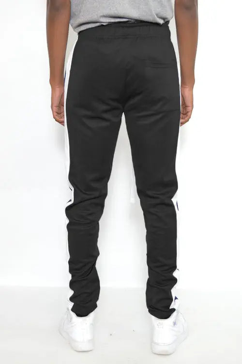 Tracksuit Pants in Black and White Strips on Each Panel
