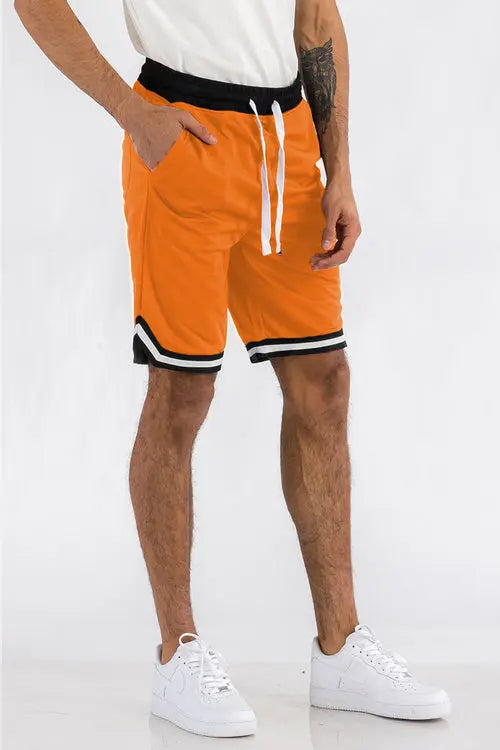 Orange Basketball Shorts with White Stripes My Store