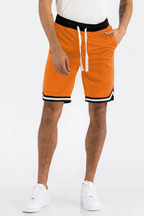 Orange Basketball Shorts with White Stripes My Store