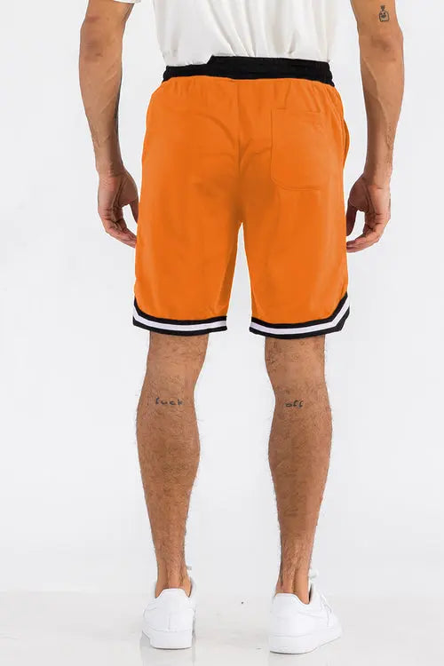 Orange Basketball Shorts with White Stripes My Store