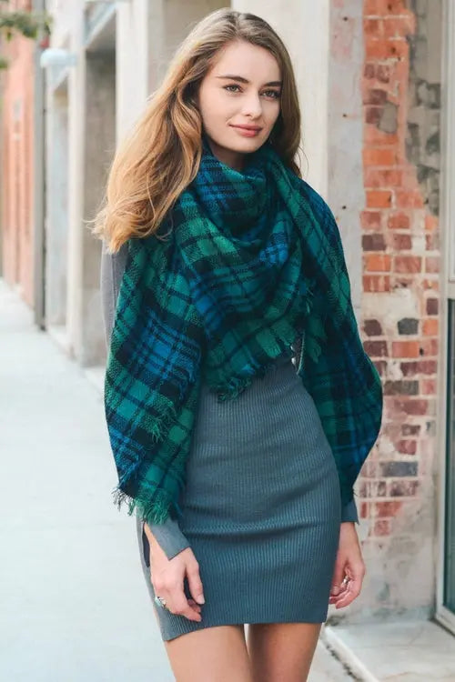 Flannel Frayed Edge Blanket Scarf My Store