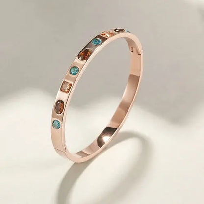 MULTI-STONE HINGE BANGLE  Rose Gold  My Store