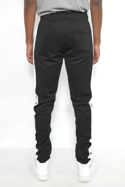 Tracksuit Pants in Black and White Strips on Each Panel