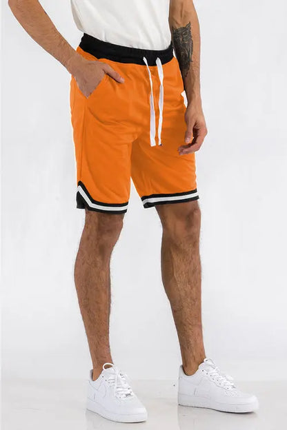 Orange Basketball Shorts with White Stripes    My Store