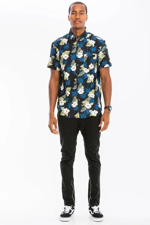 Hawaiian Print Button Down Shirt    My Store