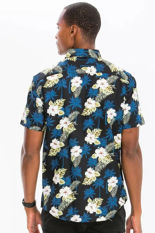 Hawaiian Print Button Down Shirt    My Store